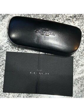 Coach Black Leather Hard Sunglasses Case with Matching Black Cloth travel